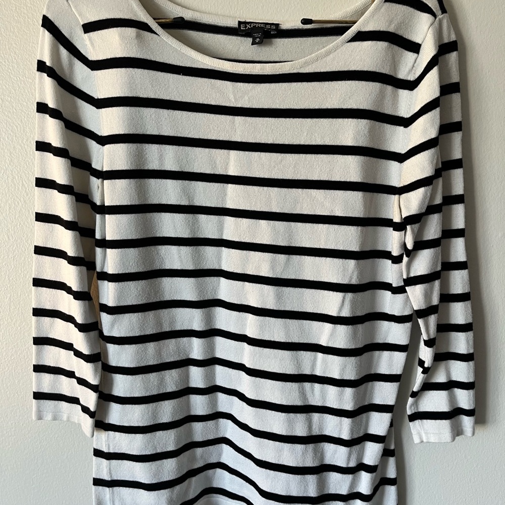 Express Women's Black and White Striped Blouse